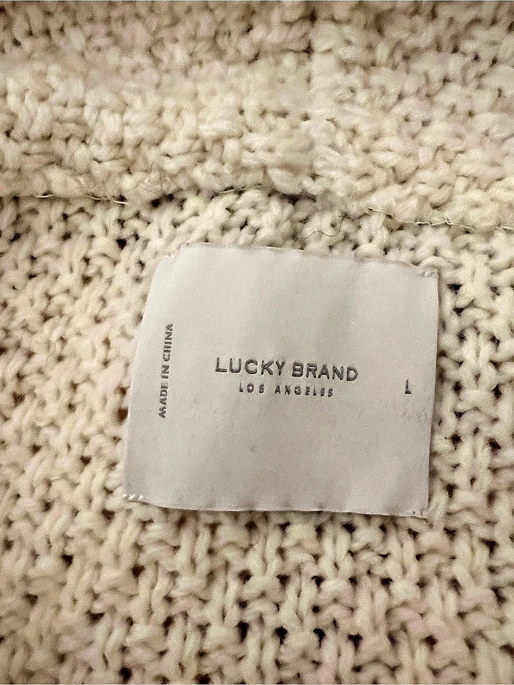 Lucky Brand Chunky Knit Long Cardigan Black Cream Size Large - Picture 9 of 12